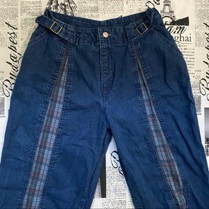 Vintage 80s plaid high waisted tapered jeans